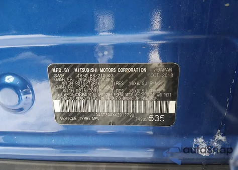 2019 Mitsubishi Eclipse Cross Es from USA, damaged, VIN JA4AT3AAXKZ017790